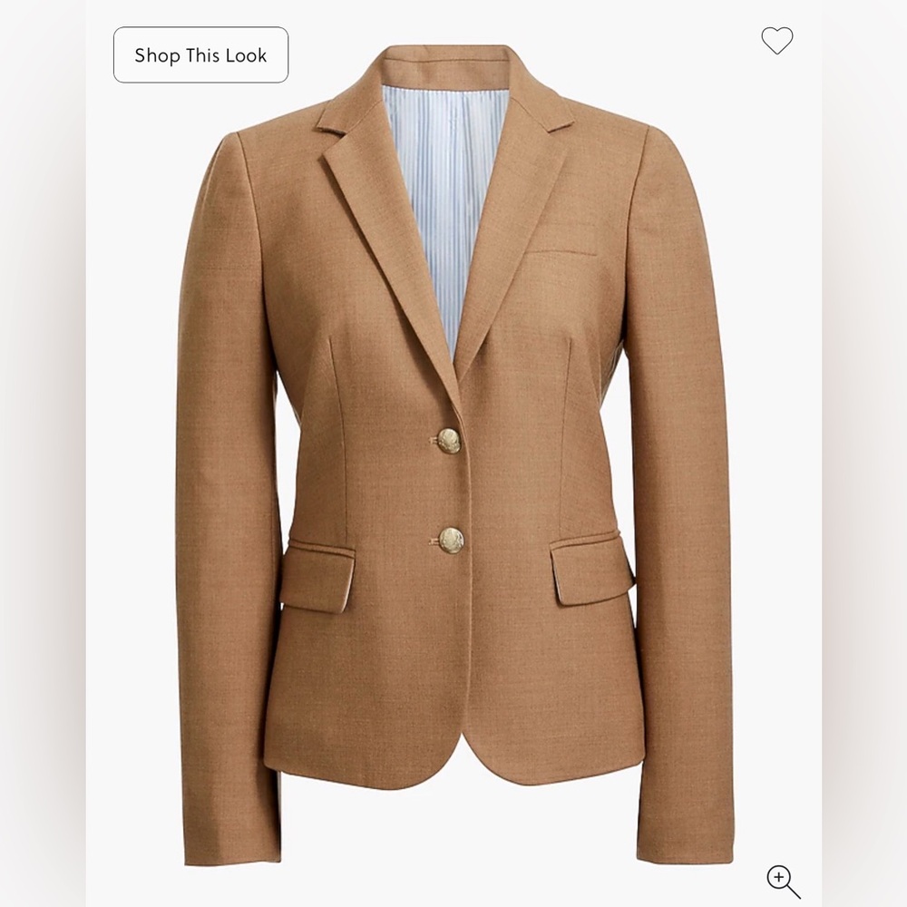 J. Crew Camel Blazer with Blue Striped Lining